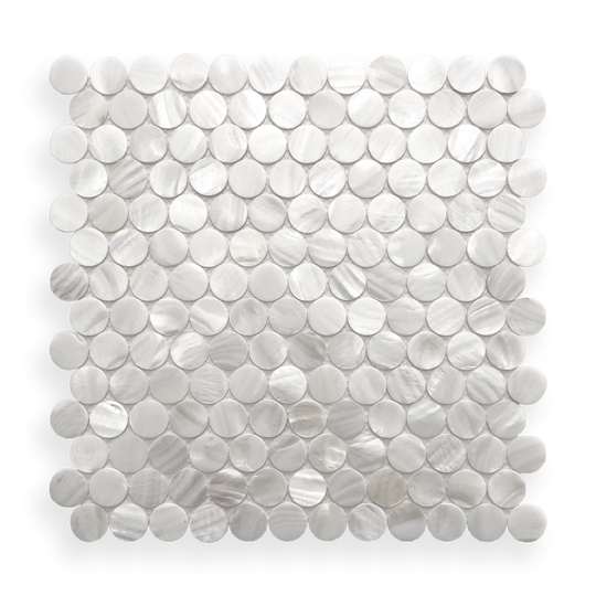 Mother of Pearl Angel White Penny Round Mosaic