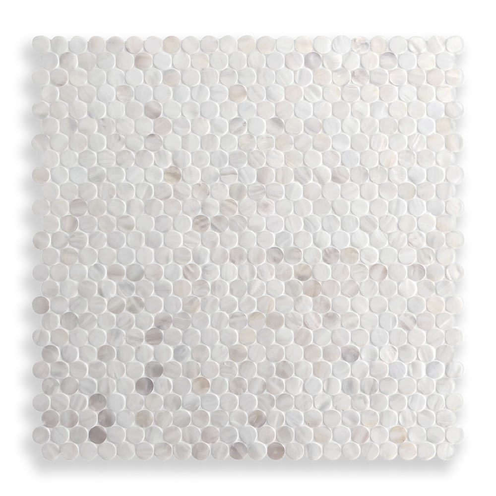 Mother of Pearl Angel White Penny Round Mosaic