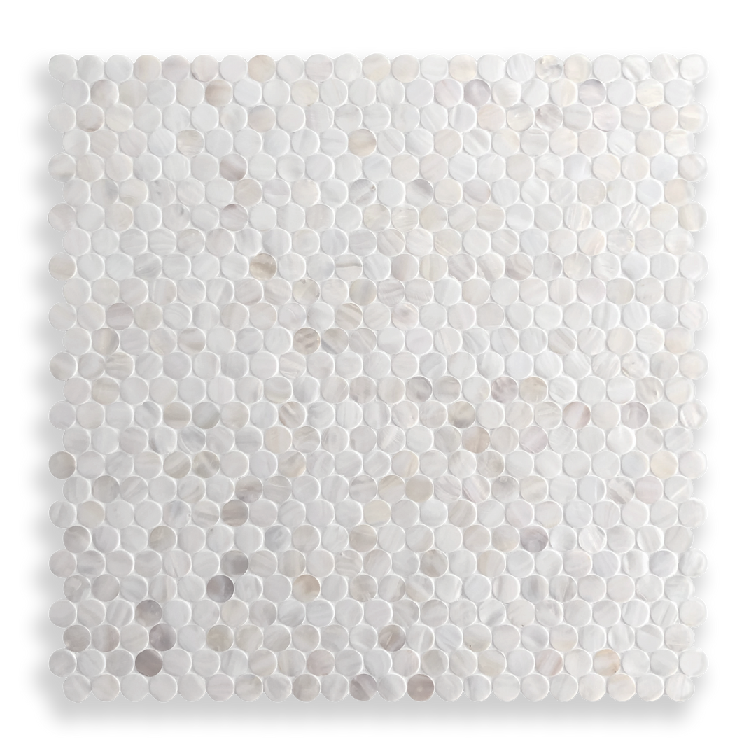 Mother of Pearl Angel White Penny Round Mosaic