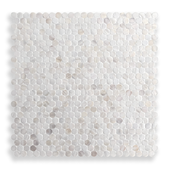 Mother of Pearl Angel White Penny Round Mosaic
