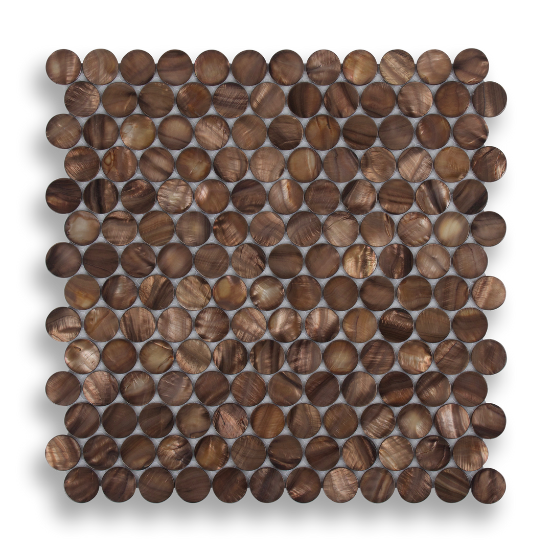 Mother of Pearl Copper Penny Round Mosaic